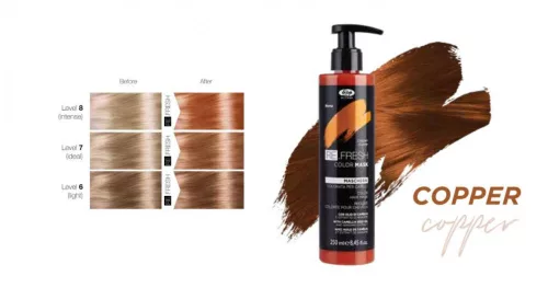 Lisap színfrissítő "Refresh" Color Mask színező hajpakolás 250ml „Réz”