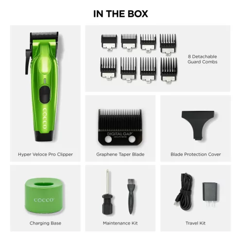 Cocco - Hyper Veloce Pro Clipper - Professzionális Hajvágó (Green)