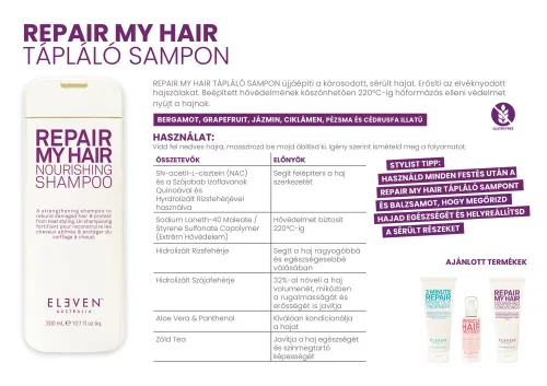 Eleven Australia - Repair My Hair Nourishing Shampoo - Sampon Roncsolt Hajra 300ml