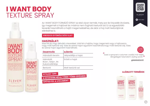 Eleven Australia - I Want Body Texture Spray - Texturázó Spray 200ml