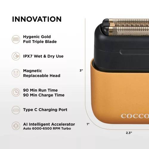 Cocco - Impacto Shaver - Professzionális Elektromos Borotva (Gold)