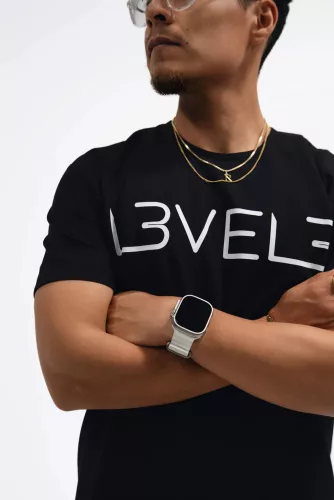 L3VEL3 - Classic T-Shirt - Logózott Póló (Fekete, M)