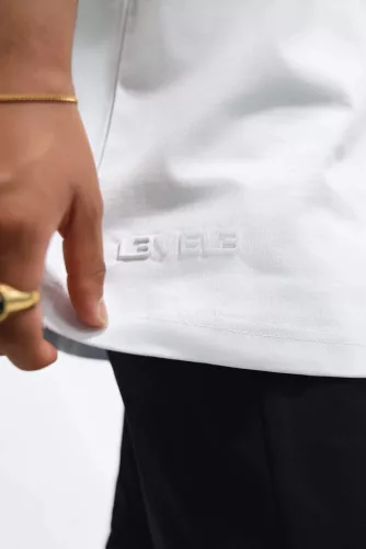 L3VEL3 - Oversized T-Shirt Back Logo - Oversized Póló, Hátsó Logóval (Sötét Szürke, L)
