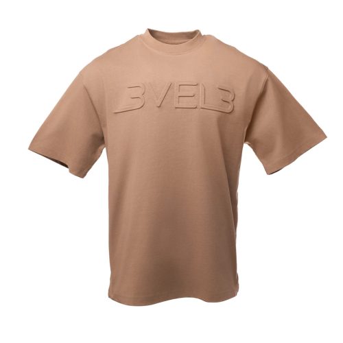 L3VEL3 - Oversized T-Shirt Front Logo - Oversized Póló, Elülső Logóval (Bézs, M)