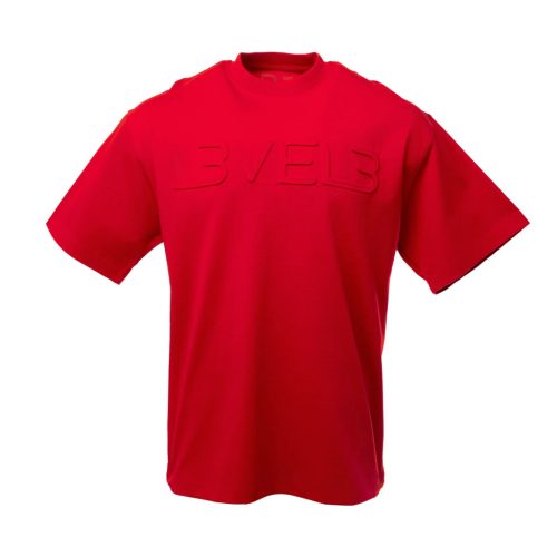L3VEL3 - Oversized T-Shirt Front Logo - Oversized Póló, Elülső Logóval (Piros, S)