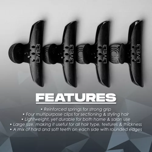 L3VEL3 - Hair Claw Clips - 4 Darabos Pillangócsat Szett