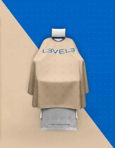L3VEL3 - Cape With Rubber Neck - Beterítő Kendő Gumírozott Nyakrésszel (Bézs-Piros)