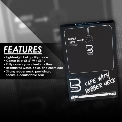 L3VEL3 - Cape With Rubber Neck - Beterítő Kendő Gumírozott Nyakrésszel (Fekete)