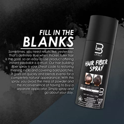L3VEL3 - Hair Fiber Spray - Hajrost Spray 125g (Fekete)