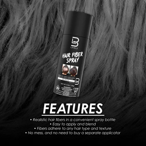 L3VEL3 - Hair Fiber Spray - Hajrost Spray 125g (Fekete)