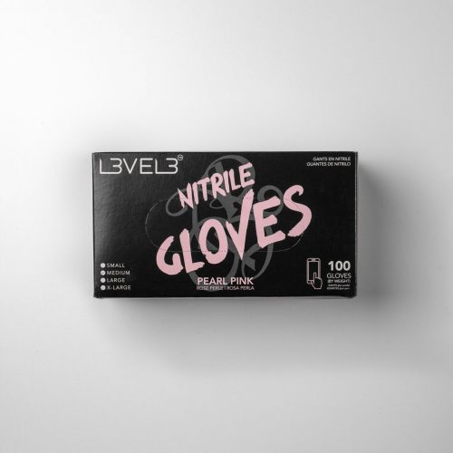 L3VEL3 - Nitrile Gloves - Nitril Gumikesztyű - 100 db (Pearl Pink, M)