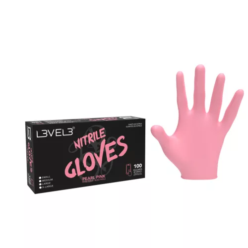L3VEL3 - Nitrile Gloves - Nitril Gumikesztyű - 100 db (Pearl Pink, L)