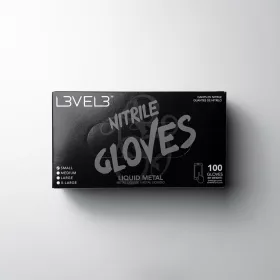   L3VEL3 - Nitrile Gloves - Nitril Gumikesztyű - 100 db (Liquid Metal, M)