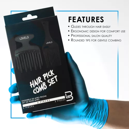 L3VEL3 - Hair Pick Comb Set - 2 Darabos Afrofésű Szett