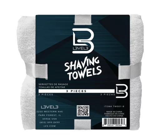L3VEL3 - Shaving Towels 71x36 cm - 3 Darabos Prémium Törölköző Szett (Fehér)