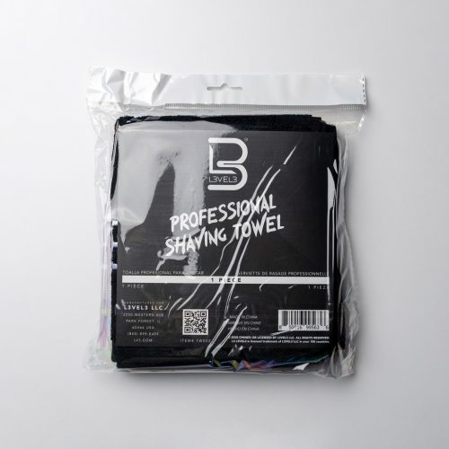 L3VEL3 - Professional Shaving Towel 71x36 cm - Prémium Törölköző (Fekete)