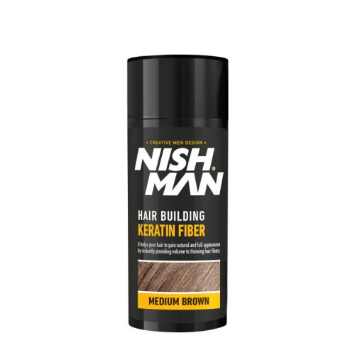 Nishman - Hair Building Keratin Fiber/Medium Brown 21g - Hajrost (Közép Barna)