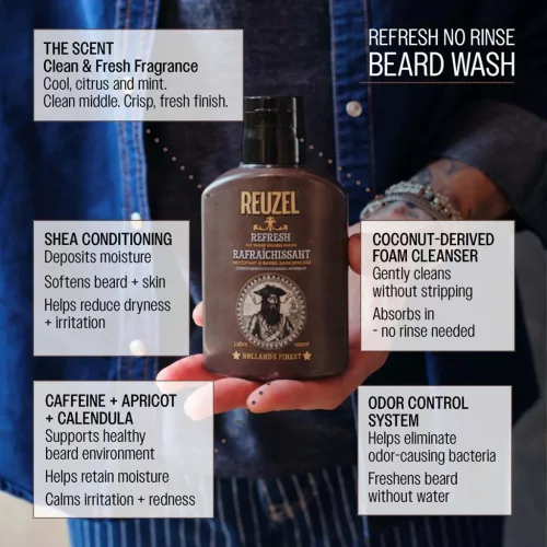Reuzel - REFRESH No Rinse Beard Wash - Öblítés Nélküli Szakálltisztító 100ml