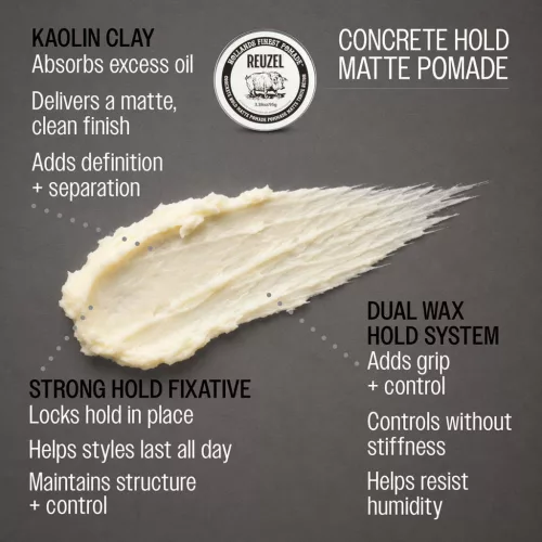 Reuzel - Concrete Hold Matte Pomade - Betonerős Tartású Matt Pomádé 95g