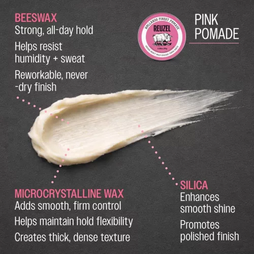 Reuzel - Pink Pomade Grease - Extra Erős Tartású Olajbázisú Pomádé 95g