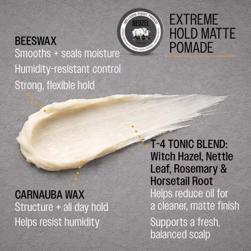 Reuzel - Extreme Hold Matte Pomade - Extra Erős Tartású Matt Pomádé 95g
