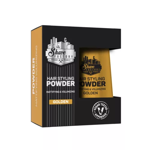 The Shave Factory - Hair Styling Powder Golden - Matt Hatású és Volumenizáló Hajpor 20g (Arany, csepp alakú)