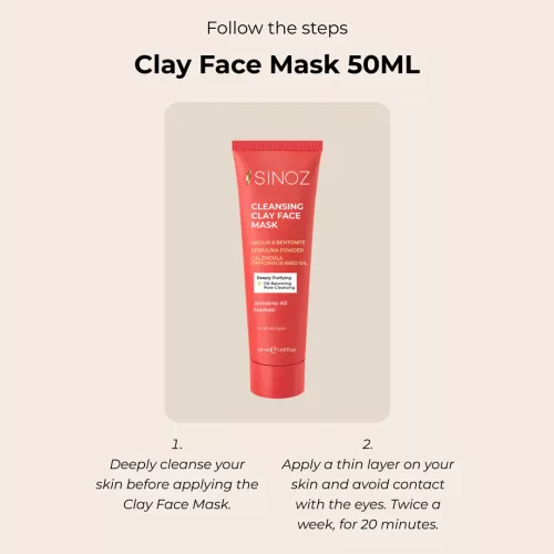 Sinoz - Cleansing Clay Face Mask - Tisztító Agyagos Arcmaszk 50ml